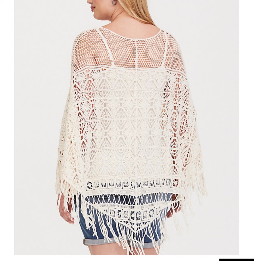 Torrid ivory crochet poncho soft - Picture 2 of 5